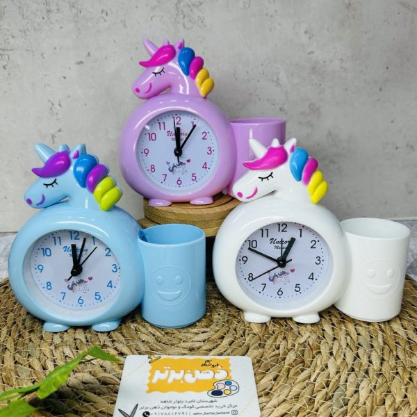 ساعت رومیزی فانتزی طرح یونیکورن