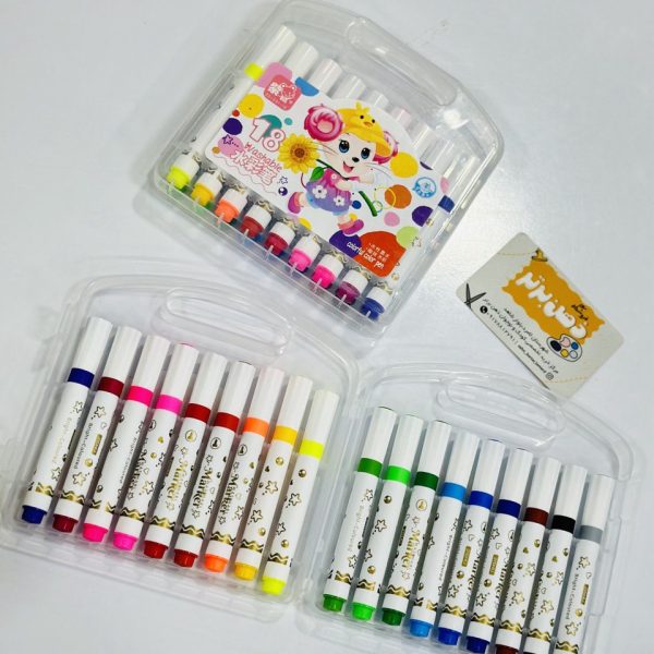 ماژیک نقاشی ۱۸ رنگ جعبه طلقی